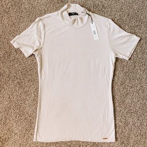 Tahari cream mock neck top